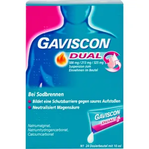 Gaviscon Dual 500 mg / 213 mg / 325 mg Suspension zum Einnehmen im Beutel, 24 x 10 ml*